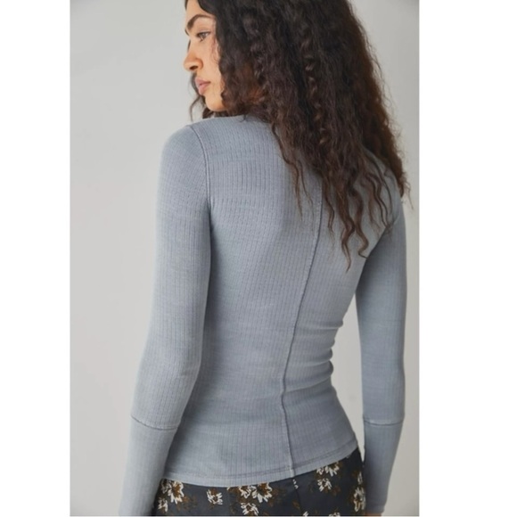 Free People Rickie Long Sleeve Top in Grey Haze Size XS Grunge Layering Thermal - Picture 6 of 15